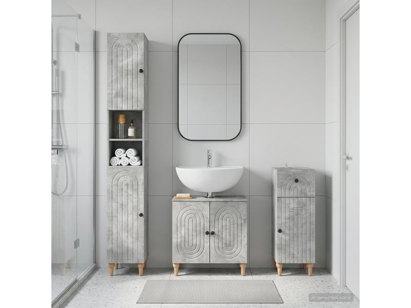 Ensemble de meuble de salle de bain 3 pièces alkmaar gris béton cf63300 - Conforama B