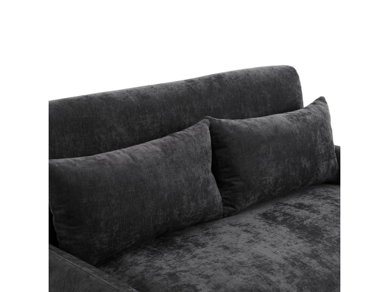Canapé double, canapé lit 111x163cm, lit convertible, dossier réglable, support de téléphone, charge, velours gris foncé, coussins inclus - Conforama R