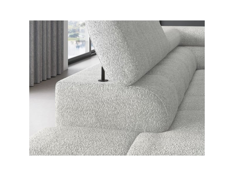 Canapé convertible gris clair ferrum 5 places angle gauche avec têtières 276x93x200cm - Conforama D