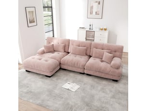 Canapé droit compressé convertible <strong>HAVRYA</strong> <strong></strong> 3 places Tissu rose
