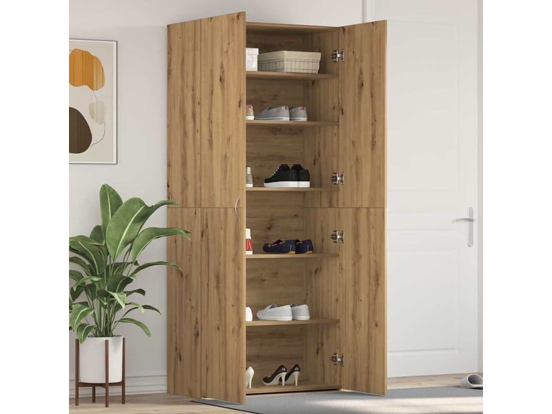  Meuble à chaussure, cabinet à chaussures 80x35.5x180 cm bois d'ingénierie shl64  - Conforama B