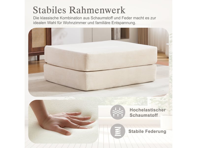 Tabouret de compression en velours côtelé doux et doux pour la peau. Avec 2 blocs de mousse haute densité pour un grand confort. Dépliable en un HFSN-1281BG - Conforama D