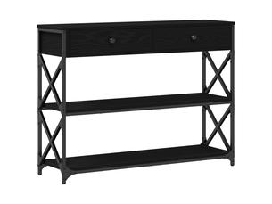 Table console - table d'appoint - table d' entrée avec tiroir chêne noir 100 x 28 x 75 cm