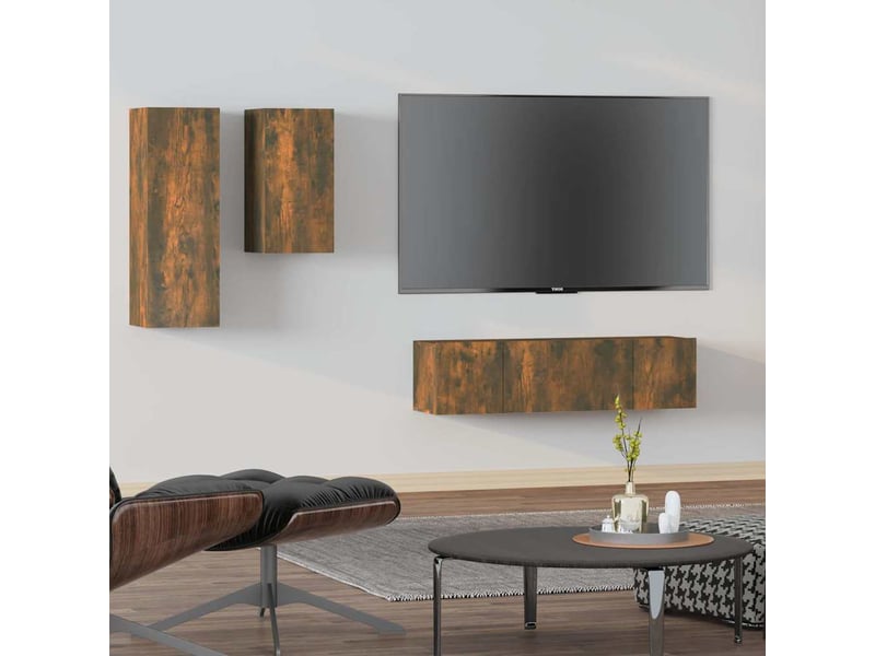 Ensemble de meubles tv 4 pcs chêne fumé bois d'ingénierie shl32072  - Conforama B