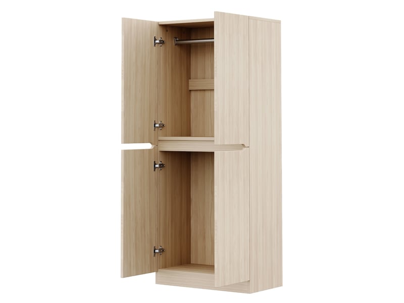  Armoire à deux portes avec penderie et niches basses de rangement, pour chambre, en bois naturel, 70 × 40 × 170 cm  - Conforama E
