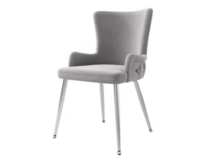 Chaise de salle à manger lot de 4 avec accoudoirs et pieds métalliques en velours gris et argenté