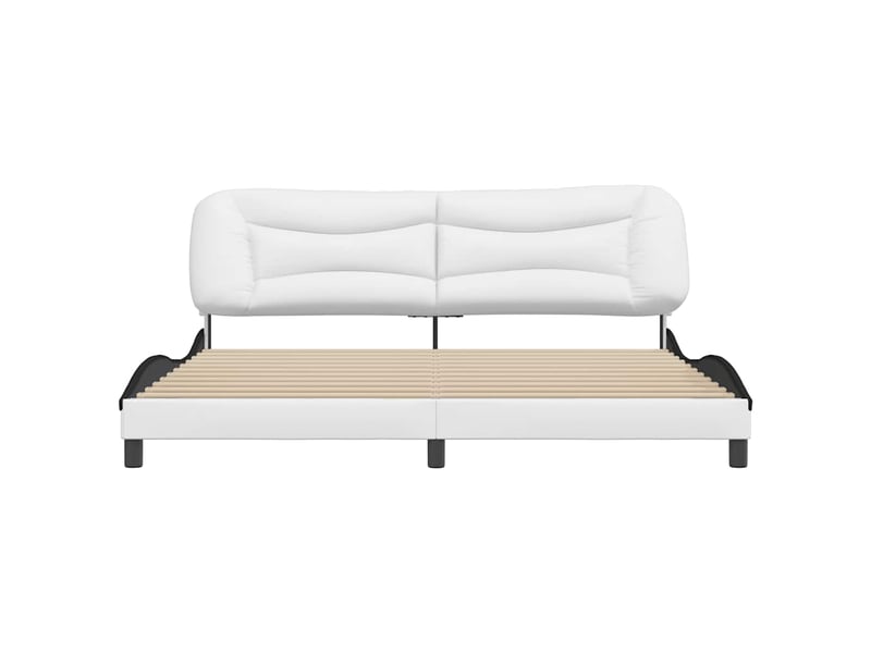  Lit adulte, lit double, cadre de lit sans matelas hvar blanc et noir 200x200cm similicuir cf14781  - Conforama D