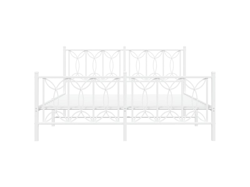  Lit double- lit adulte -  cadre de lit métal sans matelas et pied de lit blanc 150x200 cm  - Conforama C