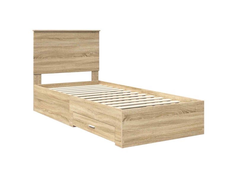  Lit simple- lit adulte -  cadre de lit chêne sonoma 100 x 200 cm bois d'ingénierie  - Conforama C