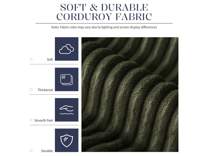 Fauteuil pouf rond en velours côtelé vert, mousse à mémoire de forme, pour un coin détente confortable à la maison - Conforama D