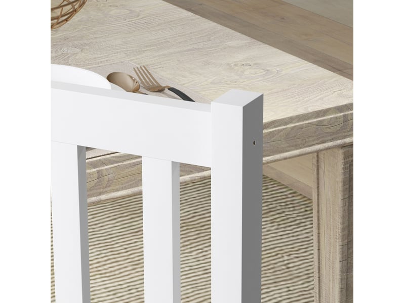  Lot de 2 chaises de salle à manger 47,5x38,5x99 cm en bois blanc, dossier à lattes  - Conforama C