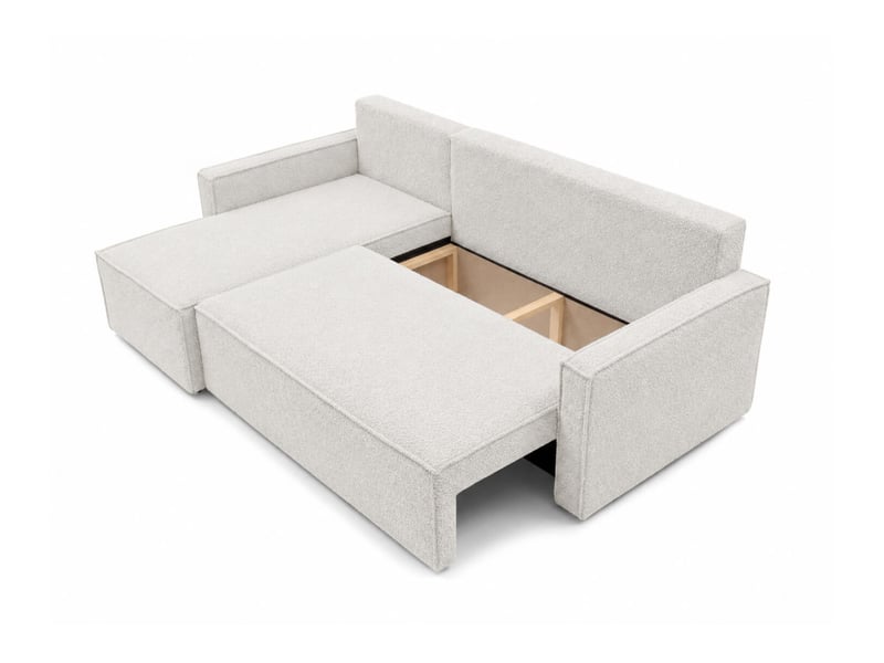  Farah - canapé d'angle reversible convertible 4 places accoudoirs slim en bouclettes texturées  - Conforama D