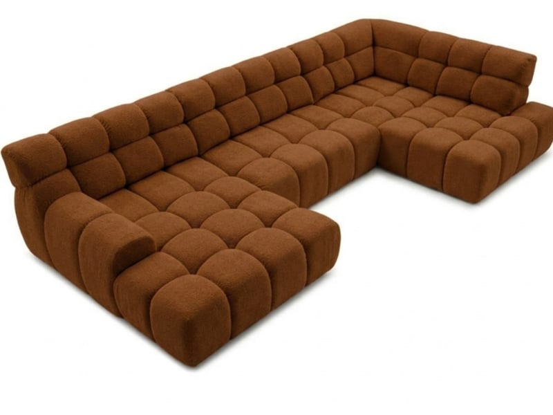  Bobochic canapé panoramique avance-recule électrique andre tissu texturé orange  angle droit ANDRE - Conforama A