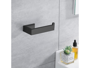 Porte-rouleau de papier toilette auto-adhésif noir en acier inoxydable 304 (sans perçage)