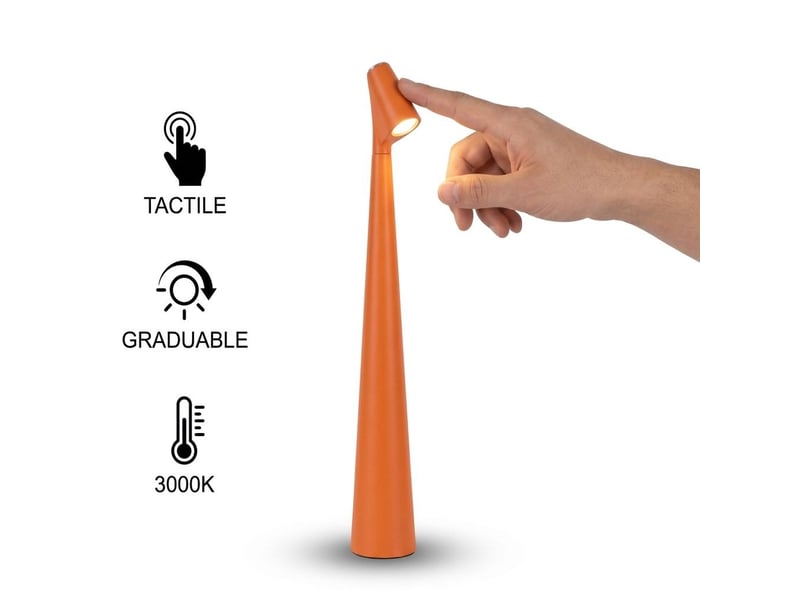  Lampe de table nomade led tactile avec tête inclinée – lampe de lecture et veilleuse de nuit dimmable rechargeable 1200 mah ultra fine – jaune  - Conforama A