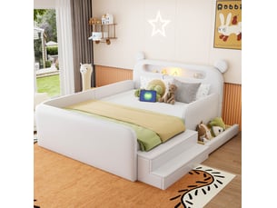 Lit avec rangement 140x200 cm <strong>HAUSS SPOLE</strong>  <strong></strong> coloris blanc