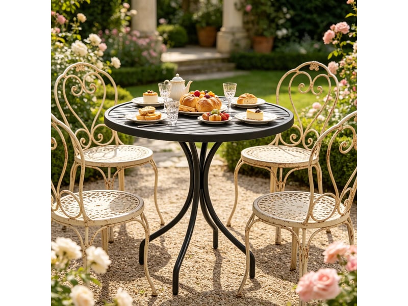  Table bistrot rond moderne, table d’appoint jardin, patio extérieur, table accent élégante  - Conforama B