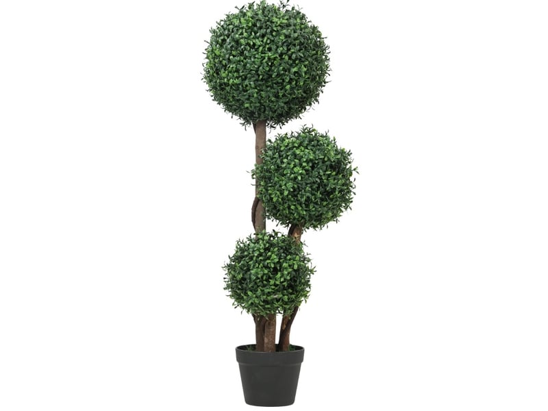 Plante artificielle buis 3 boules 30x30x100 cm – vert – feuillage anti-uv, sans entretien, avec pot - Conforama A