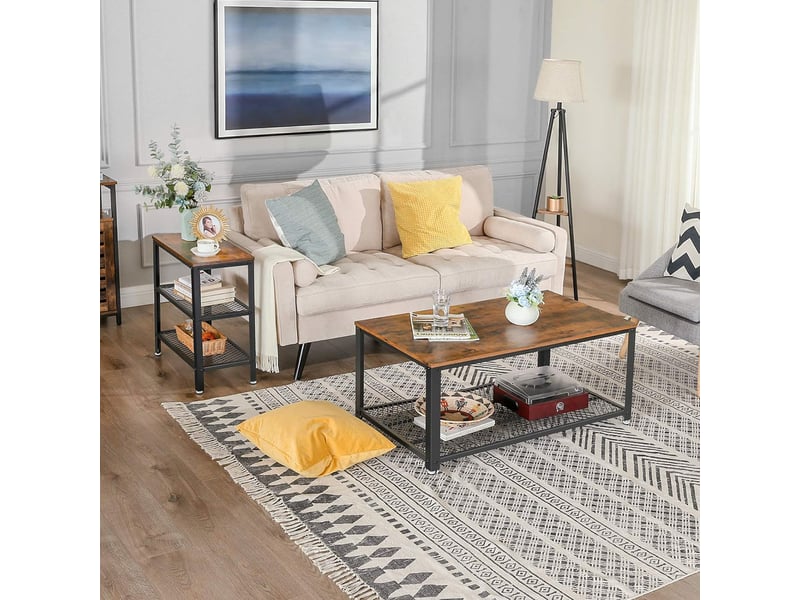  Table de chevet - leobert - brun rustiquenoir - 60 x 30 x 60 cm  - Conforama E