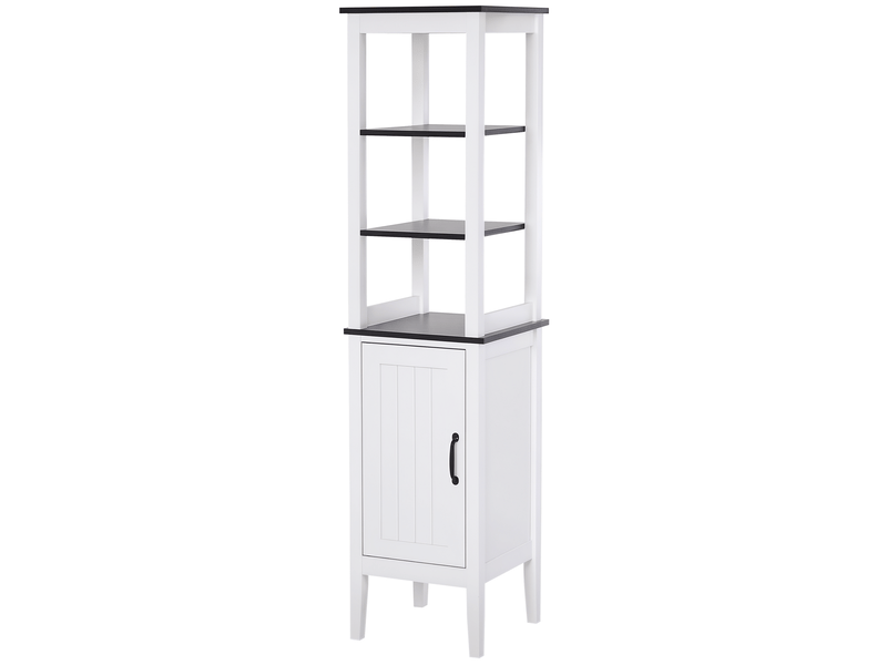 Armoire de salle de bain haute et étroite, meuble gain de place avec 3 étagères ouvertes, étagère réglable, pour le linge, 40 x 38 x 162,5 cm, blanche - Conforama A