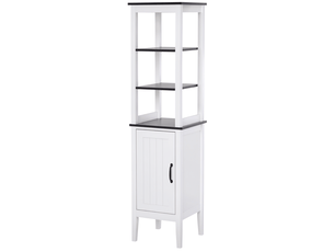 Armoire de salle de bain haute et étroite, meuble gain de place avec 3 étagères ouvertes, étagère réglable, pour le linge, 40 x 38 x 162,5 cm, blanche