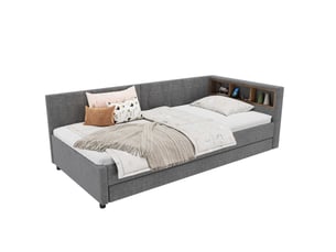 Lit gigogne 90x190/200 cm OKWISH coloris gris