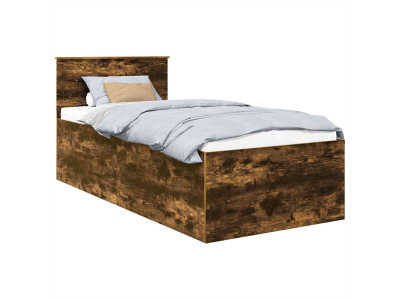 Lit double- lit adulte -  cadre de lit chêne fumé 120 x 200 cm bois d'ingénierie  - Conforama A