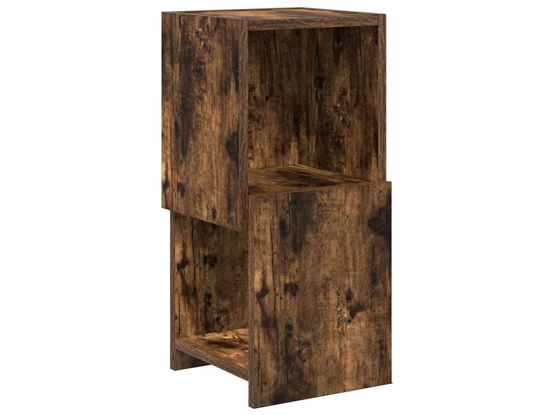  Meuble d'angle, meuble de rangement salon 25,5x25x55cm bois d'ingénierie chêne fumé  - Conforama A