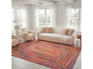 Tapis côtier en jute rougemulticolore, 183 x 244 cm