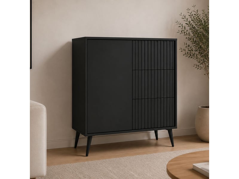  Crédence lemihapa, buffet 3 tiroirs, 91x40x98h cm noir anthracite Lemihapa - Conforama B