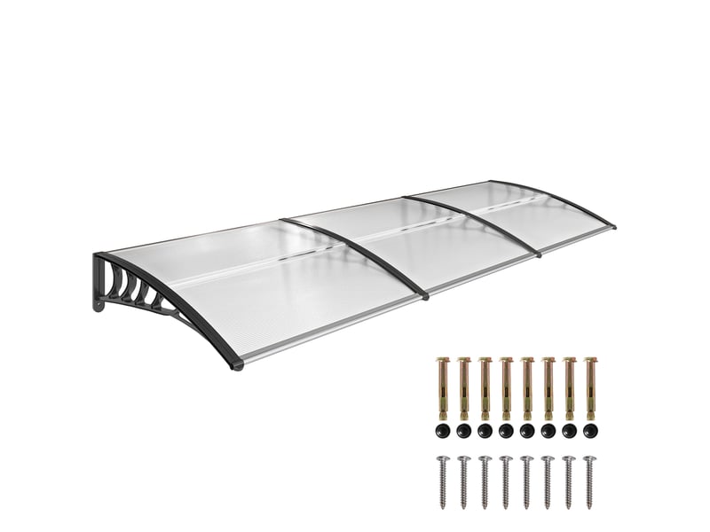  Auvent extérieur incurvé avec vis et boulons inclus, en polycarbonate, pp et aluminium, 122 x 89 x 24 cm  - Conforama A