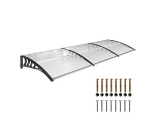 Auvent extérieur incurvé avec vis et boulons inclus, en polycarbonate, pp et aluminium, 122 x 89 x 24 cm