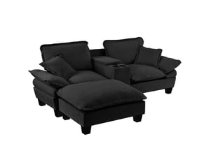Canapé d'angle modulable 3 places avec usb, 224x151 cm, rangement et porte-gobelets