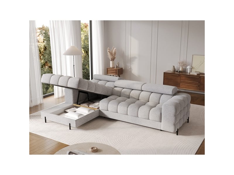Canapé d'angle gauche convertible gris chiné ligne moderne 285x99x181cm filtro - Conforama C