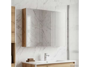 Armoire miroir salle de bain, meuble de rangement chêne artisan shl5777
