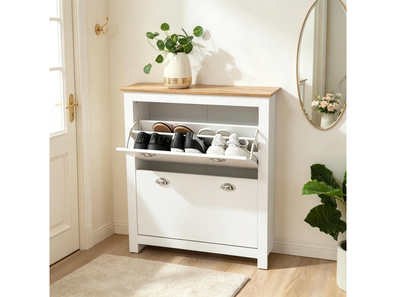  Meuble à chaussures modèle elegant, rangement polyvalent, meuble basculant moderne avec étagère  - Conforama E