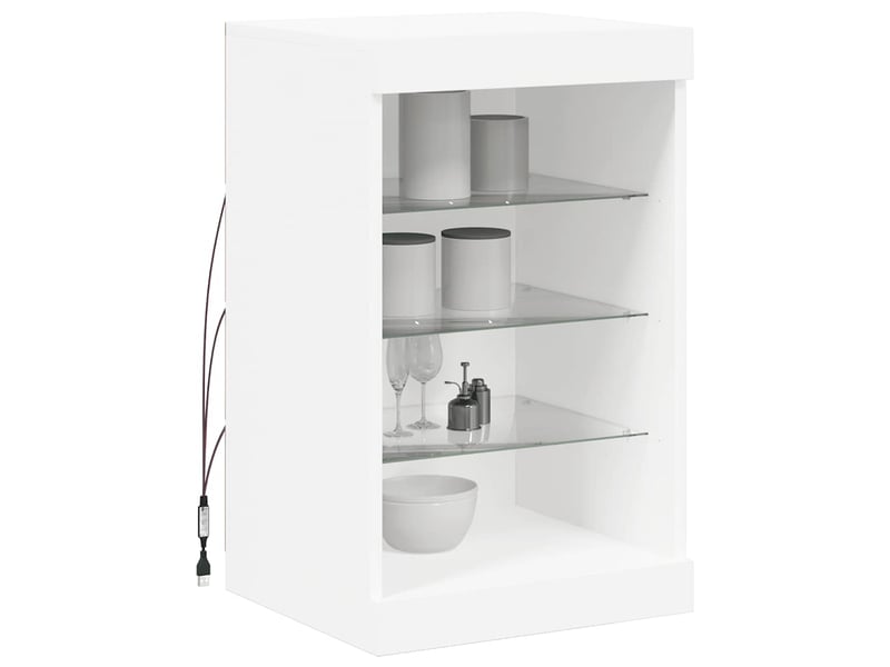  Buffet - bahut - meuble de rangement avec lumières led blanc 41x37x67 cm  - Conforama E