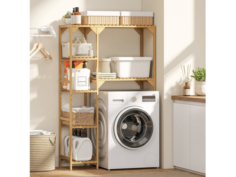  Meuble de rangement pour lave-linge 100x40x157 cm 7 niveaux bois naturel  - Conforama B