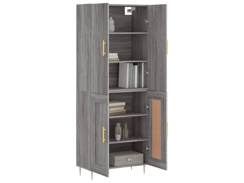  Buffet haut - bahut - meuble de rangement sonoma gris 69,5x34x180 cm bois d'ingénierie  - Conforama C