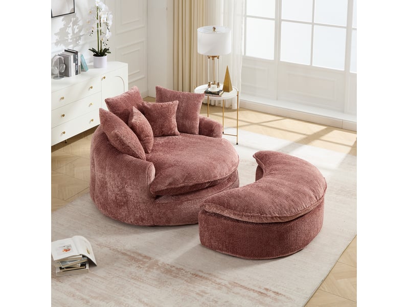  Fauteuil modulable convertible en canapé-lit 190,5 x 138 cm en polyester rose  - Conforama B