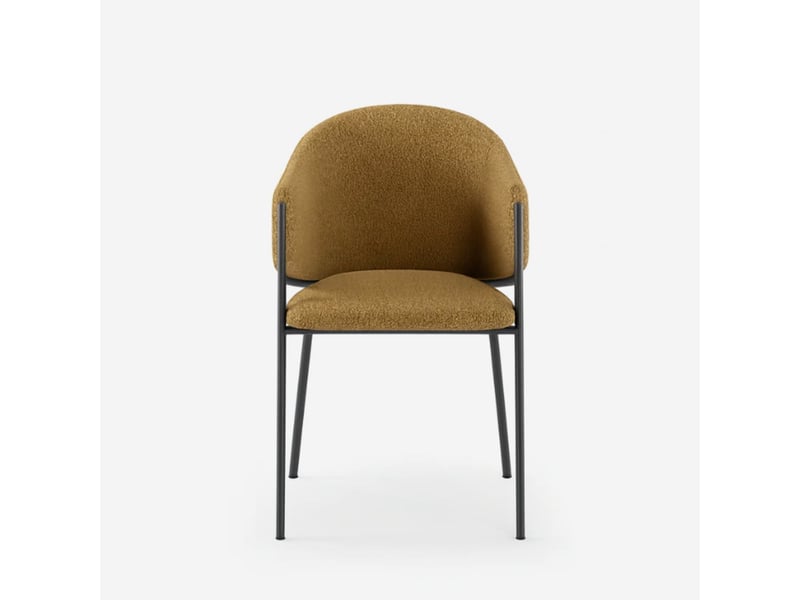  Lot de 2 chaises rembourrées en tissu bouclette easy-clean duna - jaune  - Conforama E