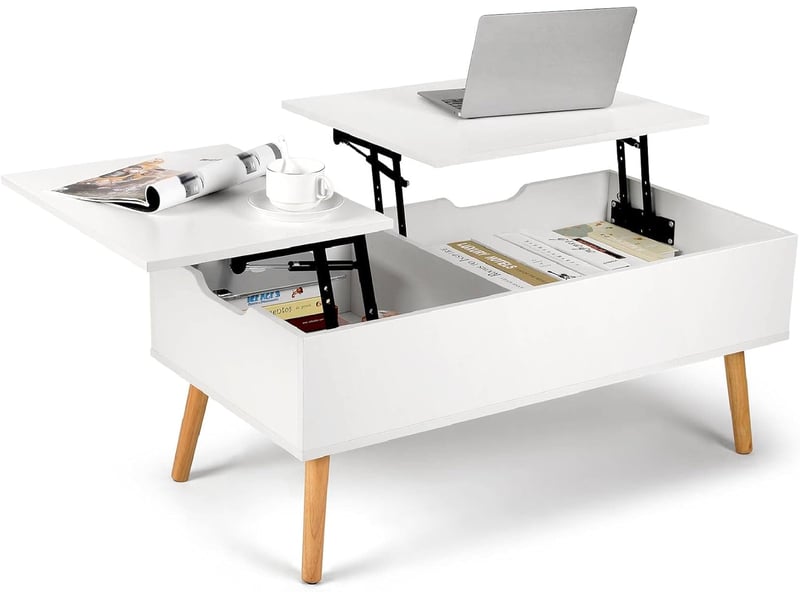  Table basse extensible à plateau relevable (blanche)  - Conforama A