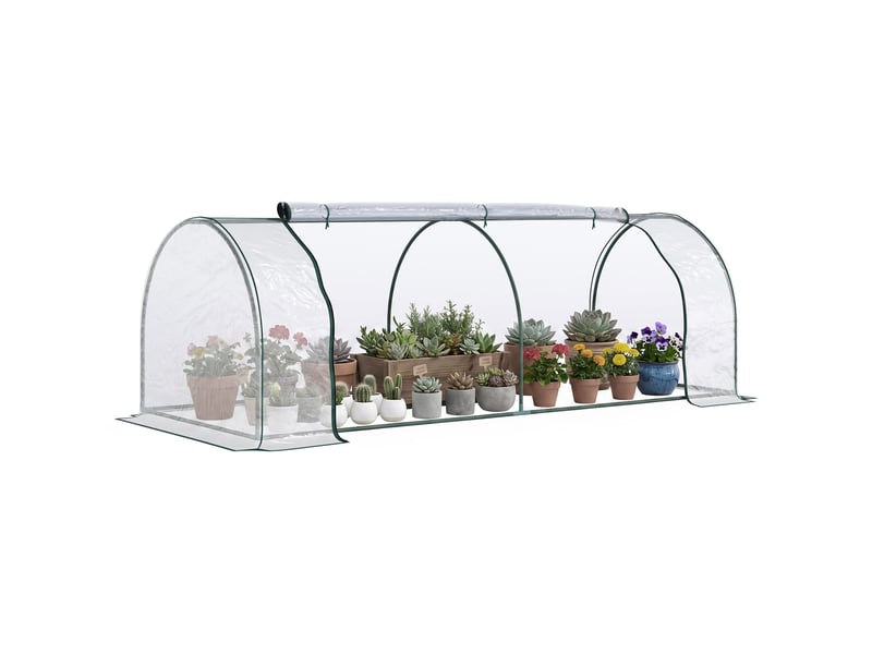 Serre, serre chaude avec porte, châssis froid, serre pour plantes, culture végétale, acier, plastique, 250 x 100 x 80 cm, verte - Conforama A