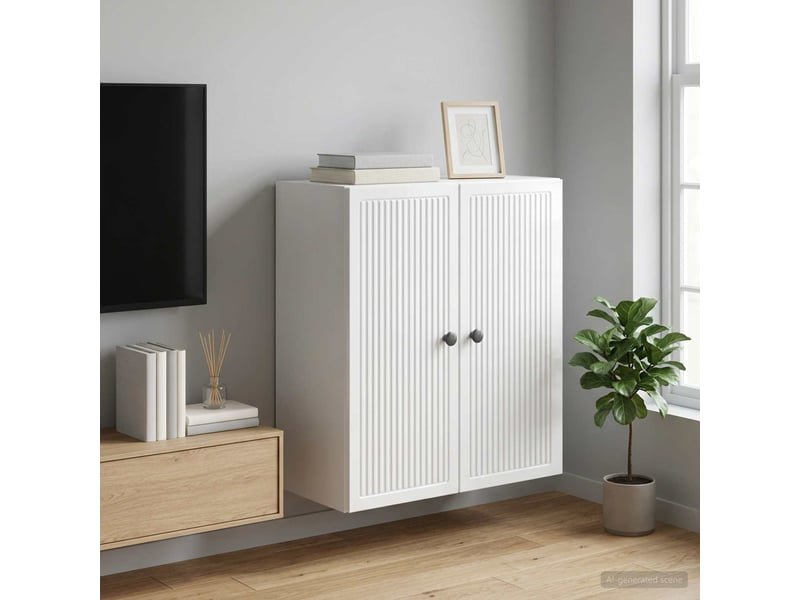  Armoire murale salon blanc brillant 59x31x60cm bois d'ingénierie shl5994  - Conforama B