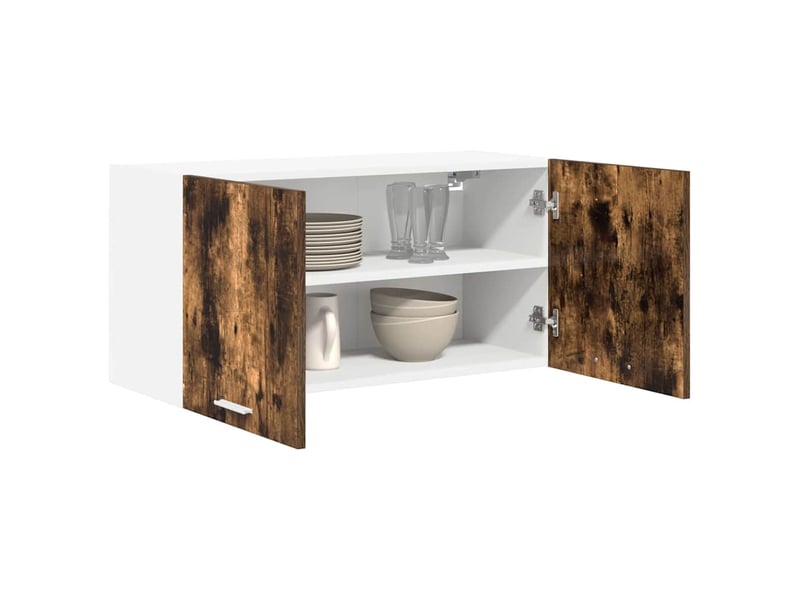  Meuble de rangement cuisine, armoire suspendue chêne fumé 80x31x40cm bois d'ingénierie  - Conforama C