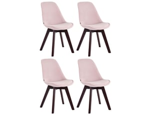 Lot de 4 chaises de salle à manger design scandinave en velours rose et piètement à 4 pieds en bois foncé 10_0008760