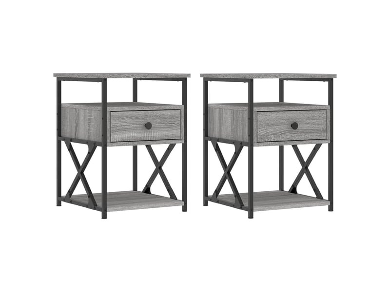 Lot de 2 tables de chevet - cabinet de chevet - table de nuit sonoma gris 40x42x55cm bois d'ingénierie - Conforama A