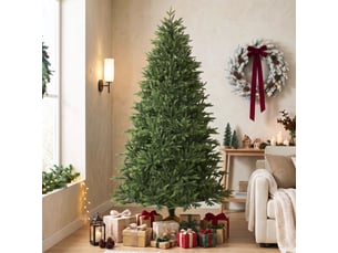 Sapin de noël artificiel 210 cm nordmann, 1008 pointes de branches articulées réalistes en pe, support en bois, vert