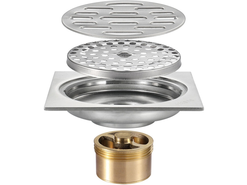 Siphon de sol - siphon de sol de salle de bain - siphon de sol extérieur pour balcon épaissi - anti-blocage, anti-insectes et anti-odeurs 100 × 100 mm - Conforama C