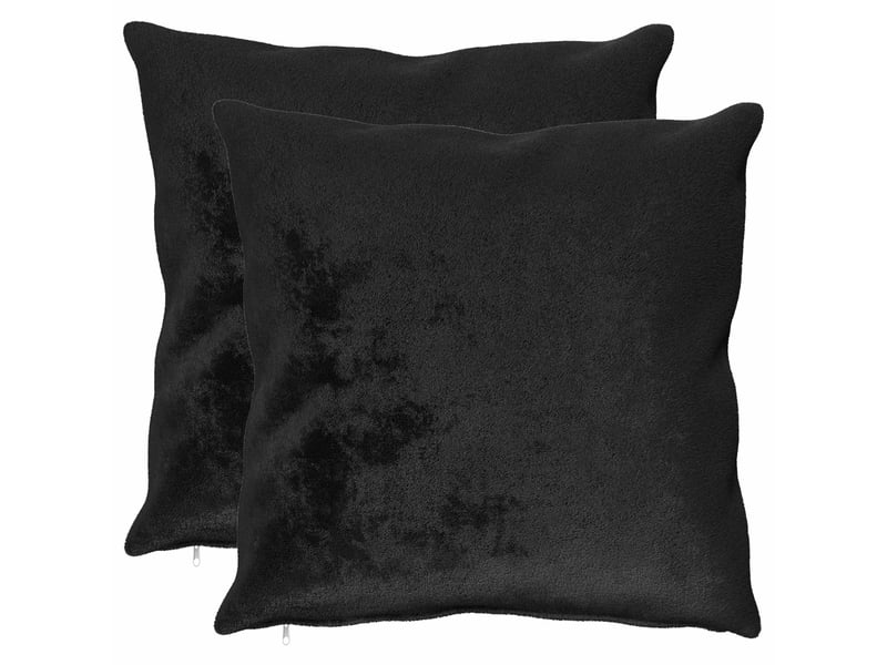  Lot de 2 housses de coussin heerlen noir 80 x 80 cm flanelle cf49469  - Conforama B